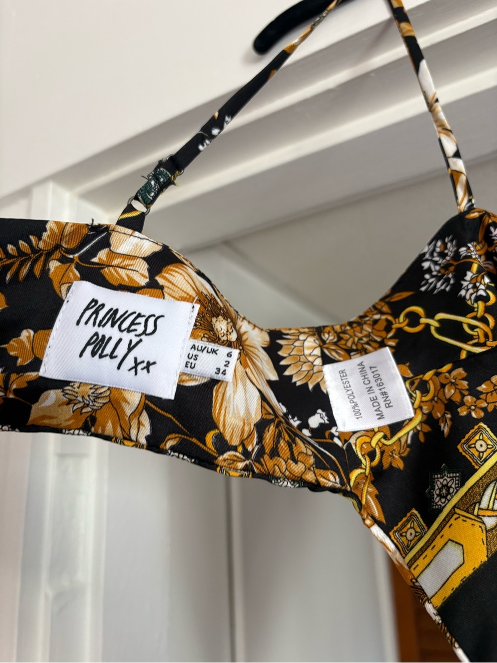 Prince Black and Gold Floral Chain Scarf Top - Picture 3 of 4